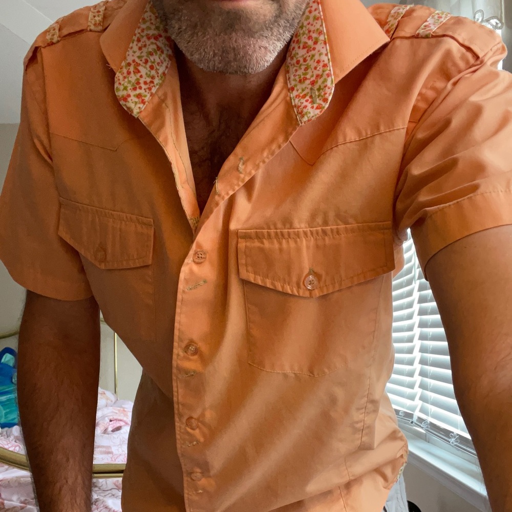 Havana Nine Men’s peach colored shirt sleeve button down, sz M, NWOT $88